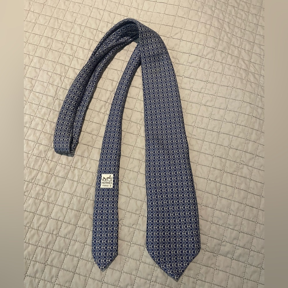 Hermes blue Geometric Pattern Necktie